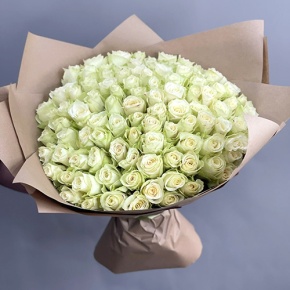 Букет 101 белая роза кения (40 см) в Лосино-Петровском
