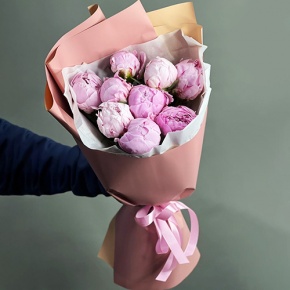 Букет из 9 розовых пионов Сара Бернар в Лосино-Петровском
