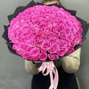 Букет 101 розовой розы Кения (40 см) в Лосино-Петровском