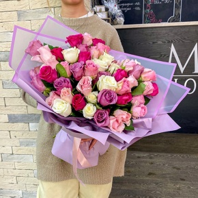 Букет 51 роза микс "Все оттенки нежности" (50 см) в Лосино-Петровском