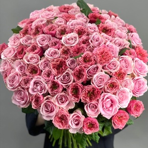 Нежный букет из 101 розы Риджентс парк и Аваланж микс  (70 см) в Лосино-Петровском