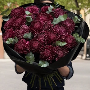 Букет из 21 винной хризантемы Бигоуди в Лосино-Петровском