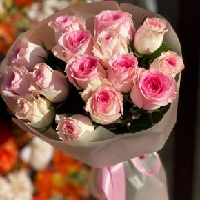 Букет из 15 розовых роз Кения (40 см) в Лосино-Петровском
