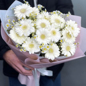 Нежный букет из гербер и ромашек в Лосино-Петровском