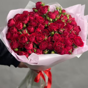 Букет из 17 красных кустовых пионовидных роз (50 см) в Лосино-Петровском