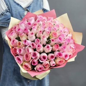 Букет из 75 розовых роз кения (40 см) в Лосино-Петровском