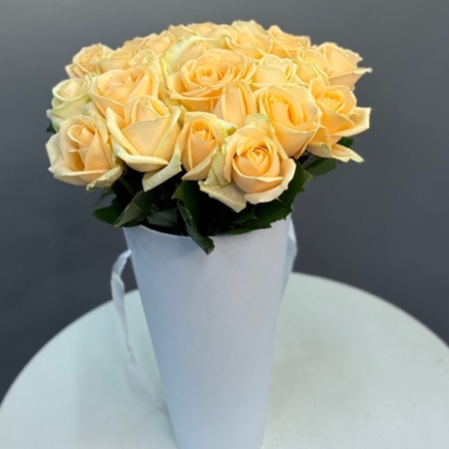 25 кремовых роз в конусе в Лосино-Петровском